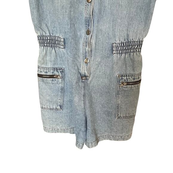 Styles to Go Denim Romper Shorts Size 11/12 Vintage Blue Jean Zip Pockets Button - Picture 3 of 9